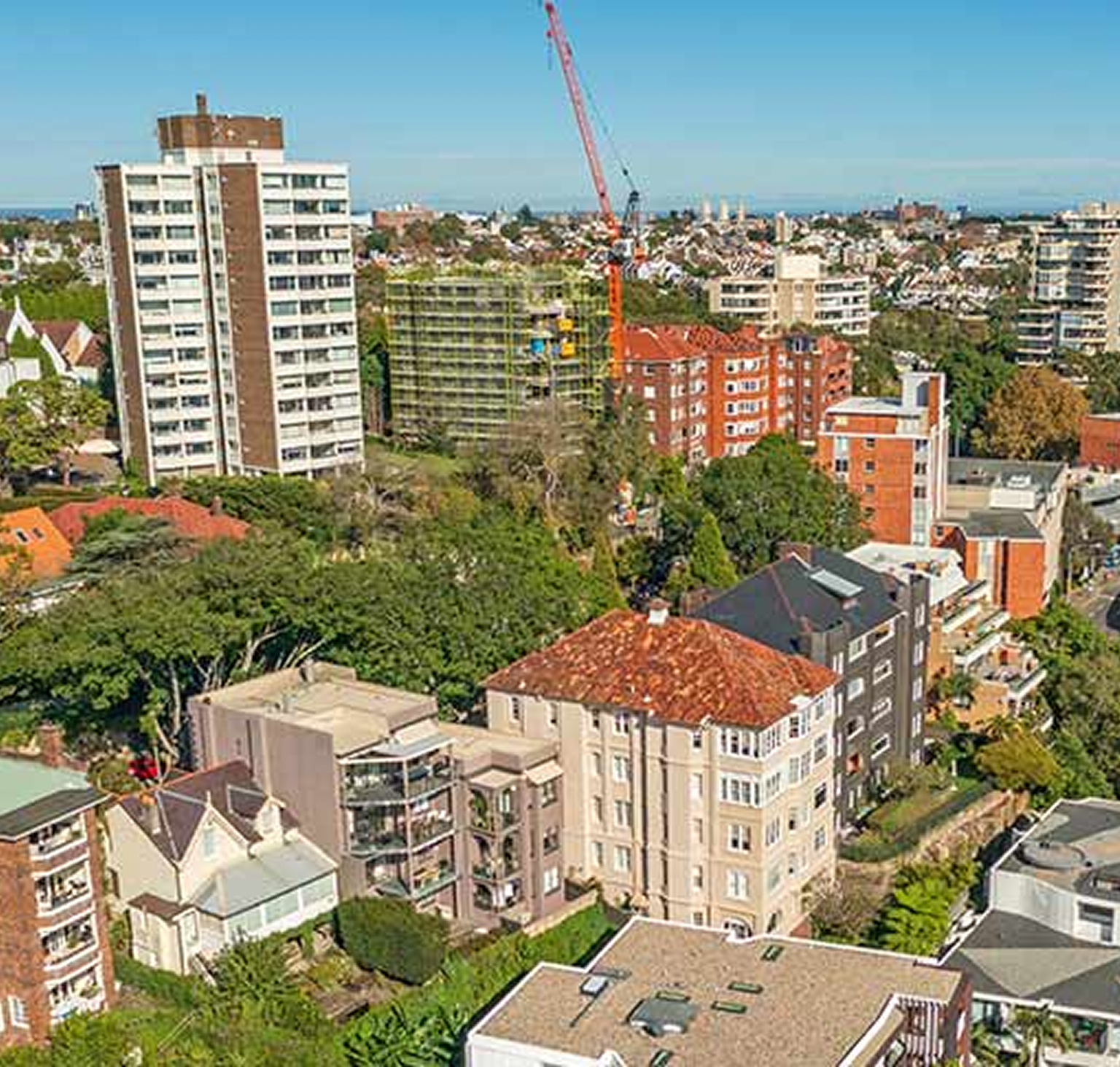 Wide shot of buildings