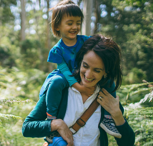 Mother and child on bush walk