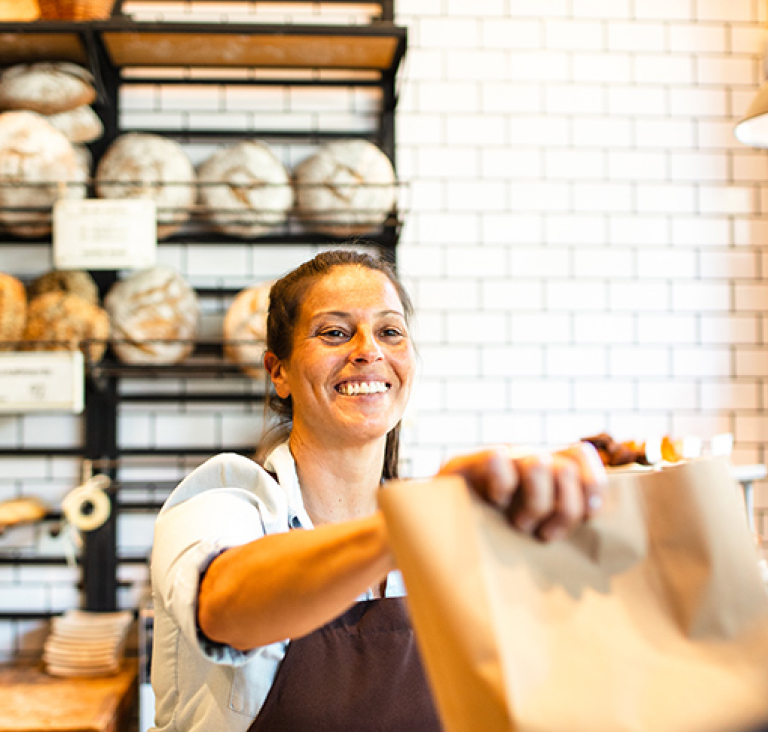 Woman working in bakery