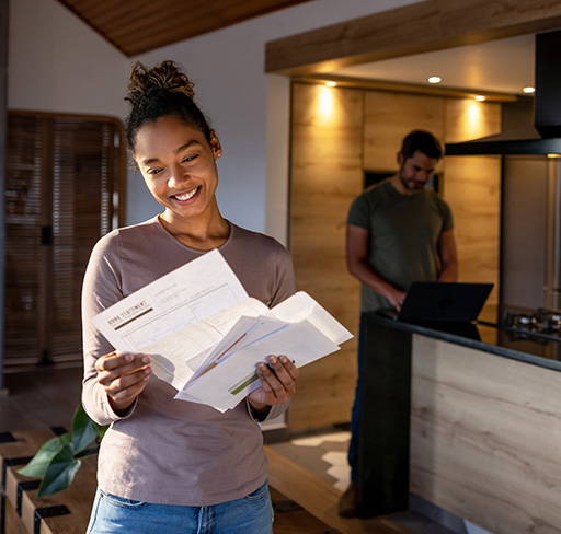 woman reading papers