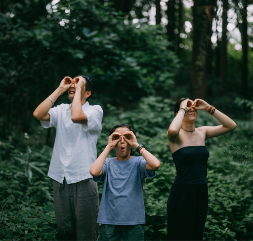 Friends focusing with hands