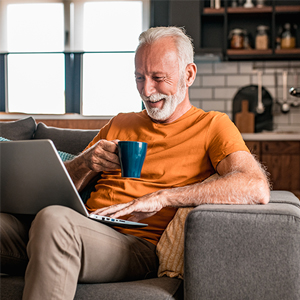 Old man with orange shirt