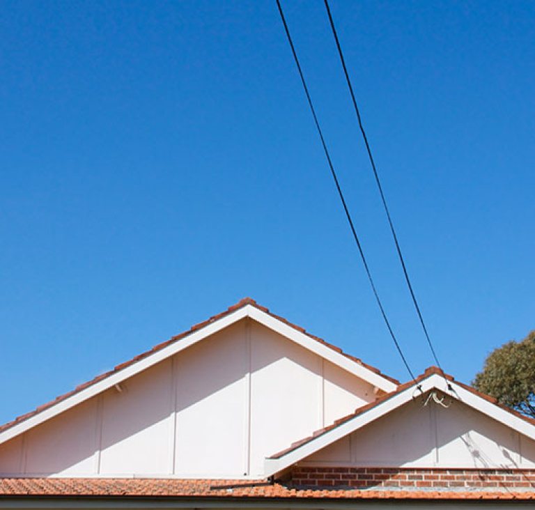 Close up front of house roof