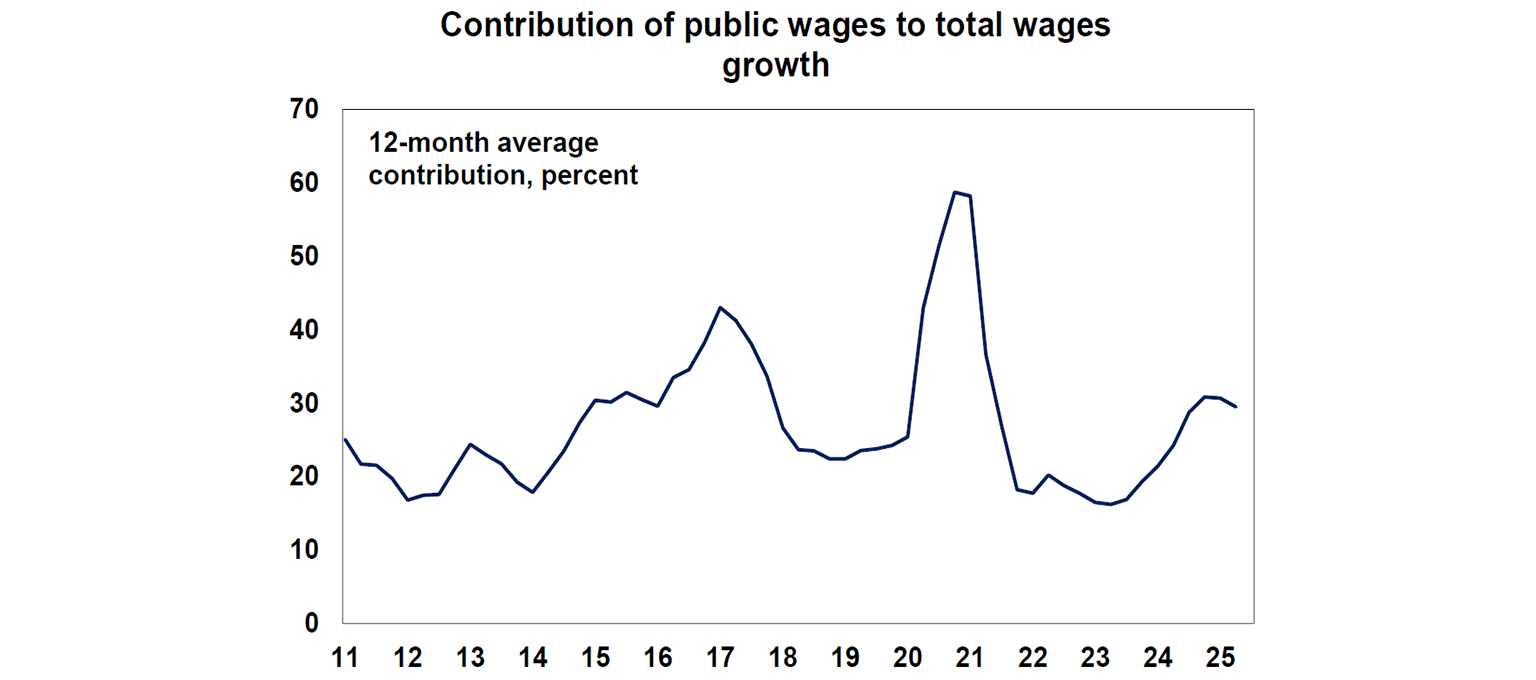 contribution of public wages to total wages growth