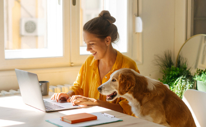 Lady working with her pet