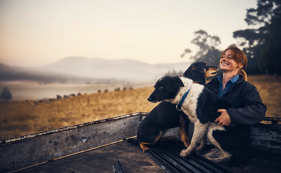 Girl with two dogs