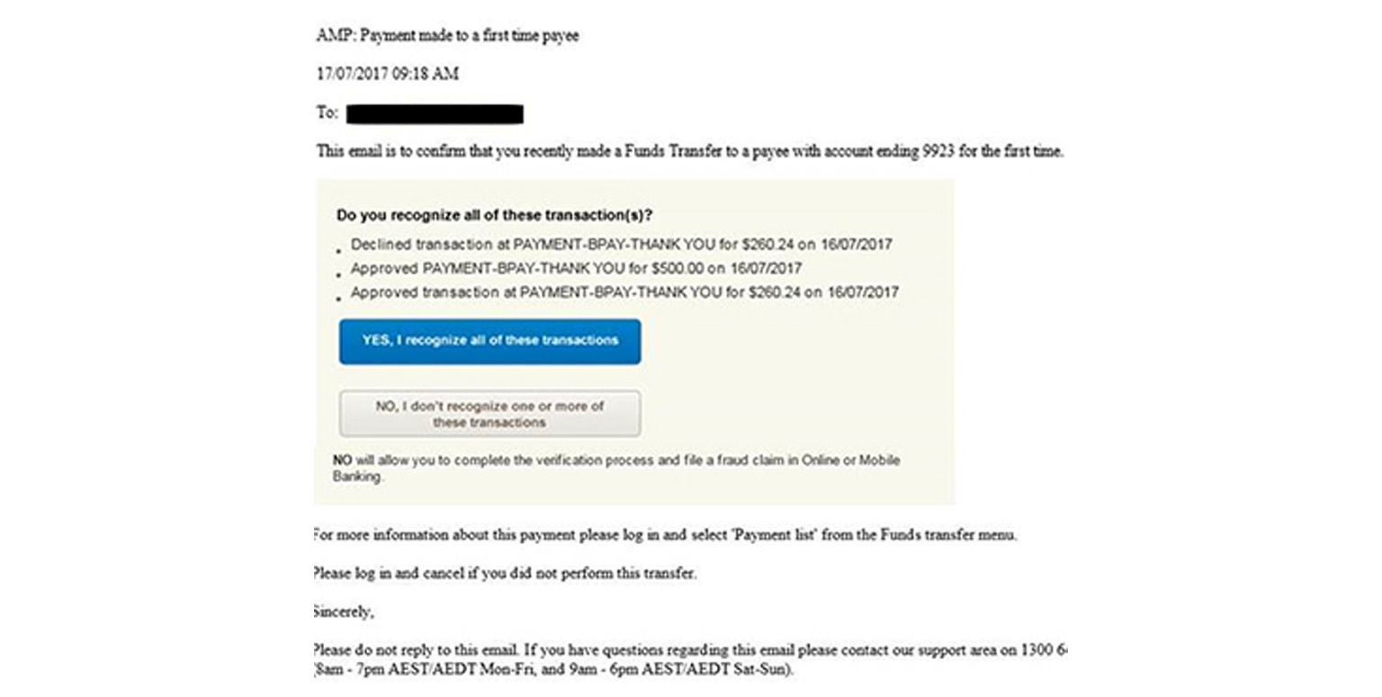 scam email looks like AMP