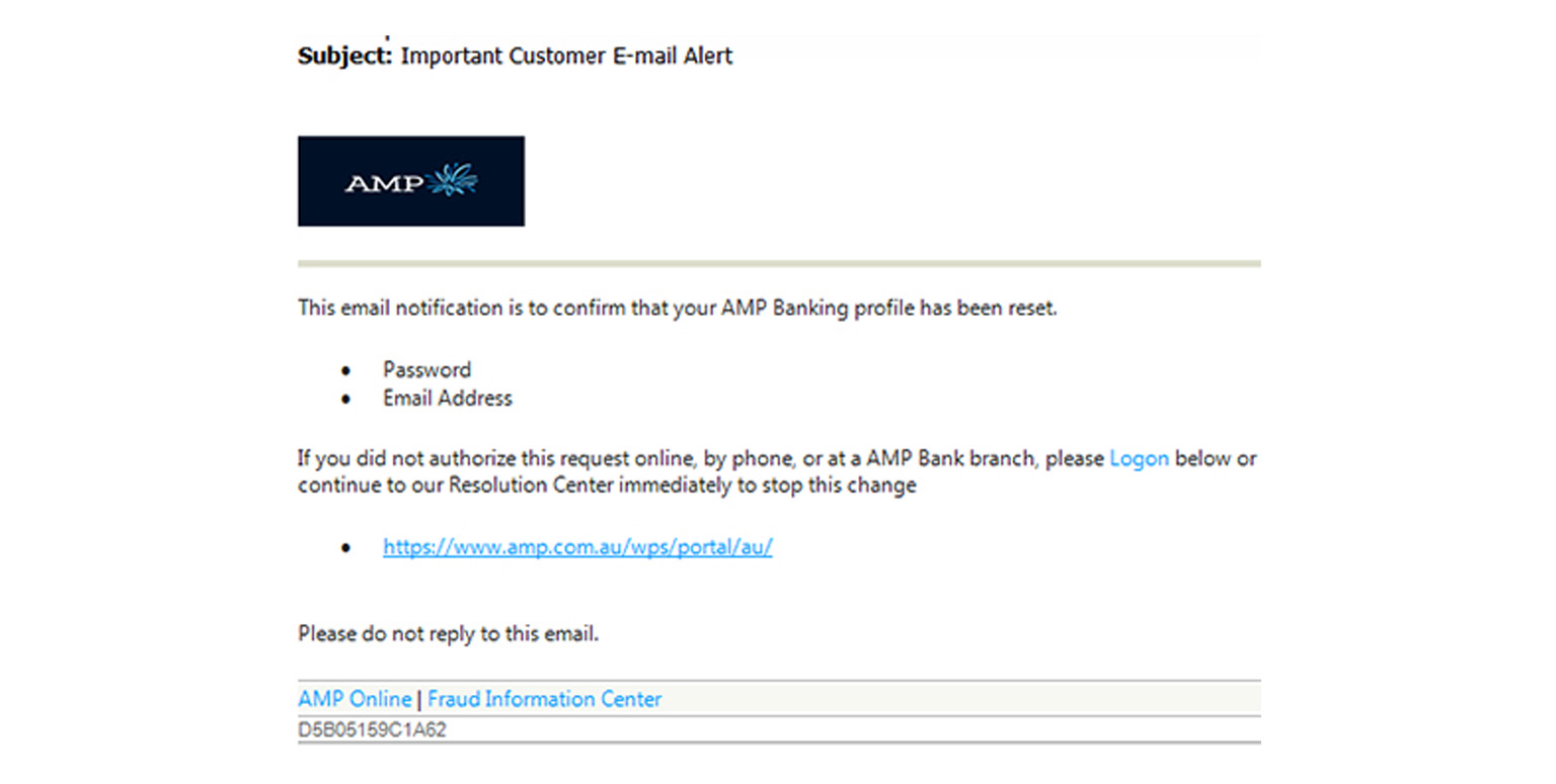 scam email looks like AMP