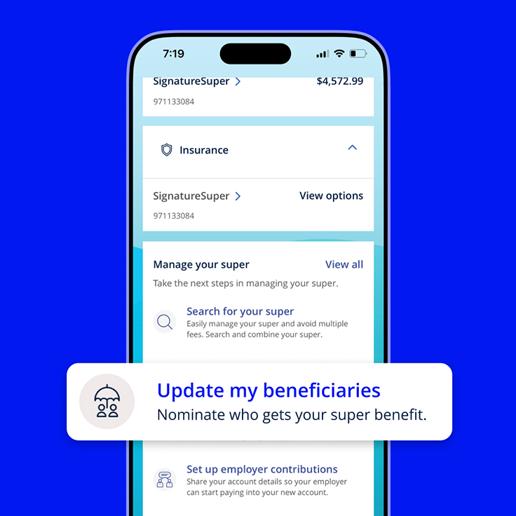 Beneficiaries screen