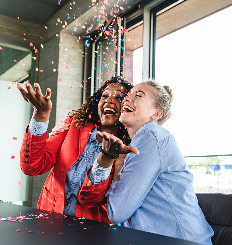 two women laughing