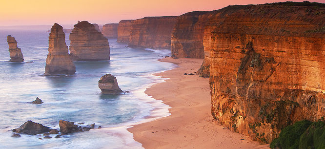 scenic beach view with cliffs