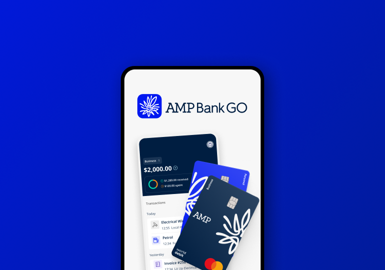 AMP Bank GO phone screen cards