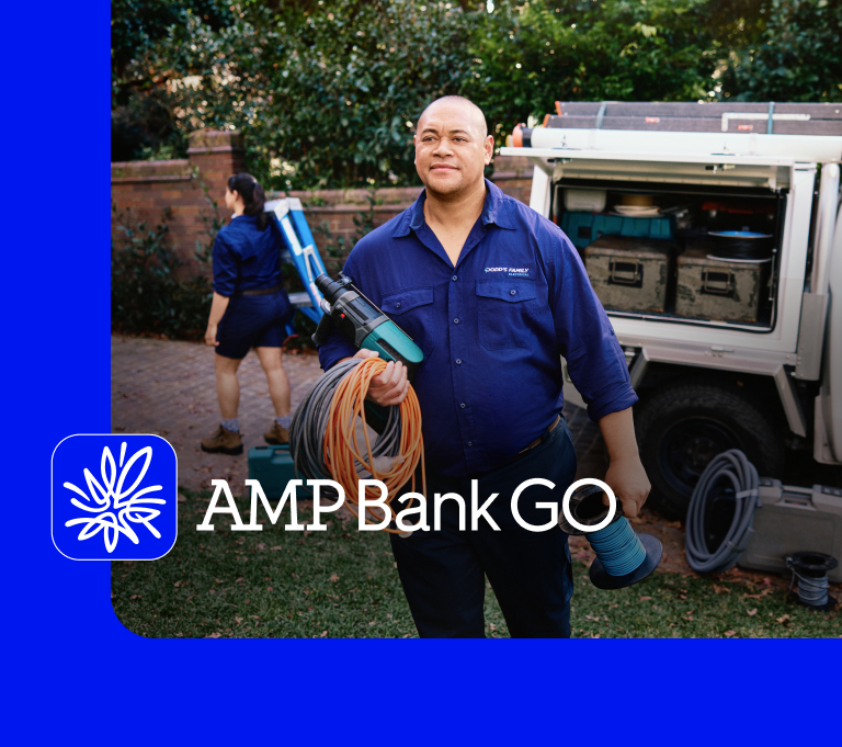 Tradesman promoting AMP Bank GO for small businesses