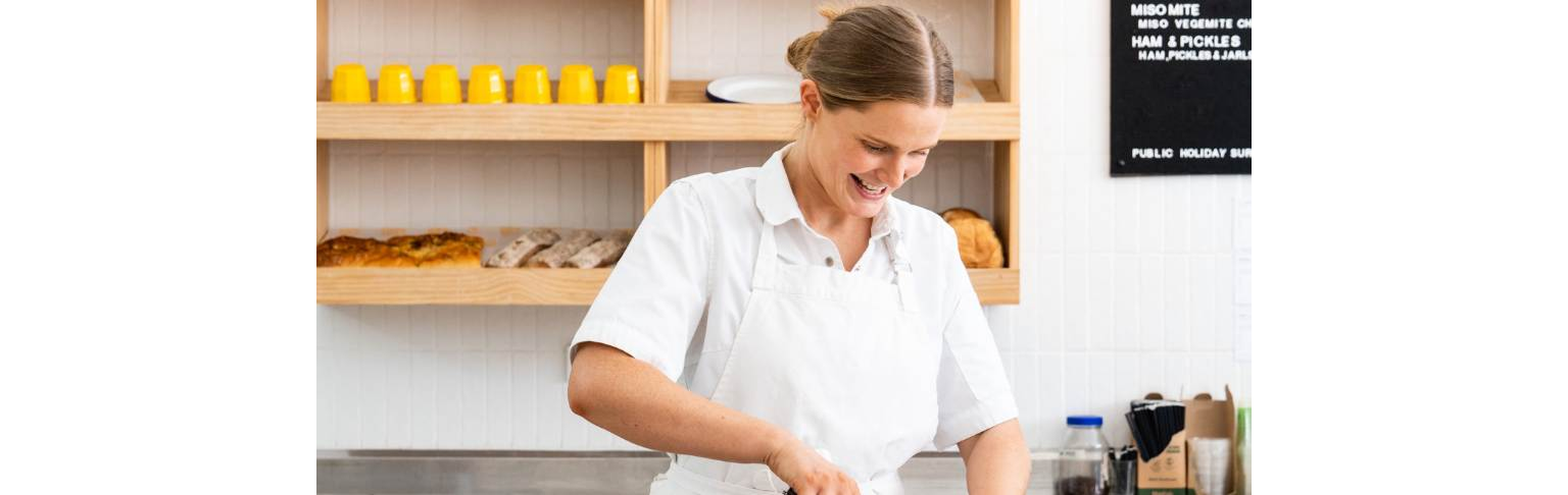 Woman working in bakery
