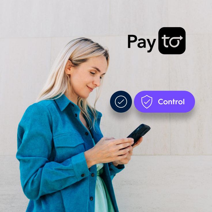 Woman on her phone using Payto