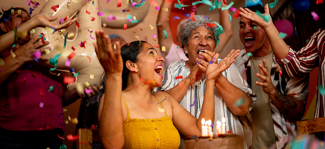 Woman celebrating birthday