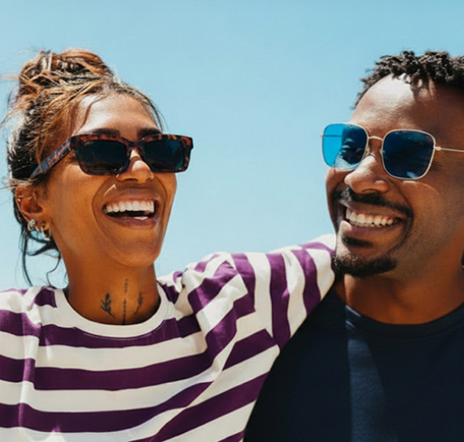 A couple laughing