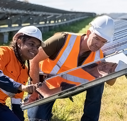Solar Technician At Work