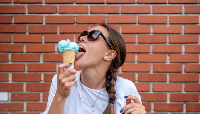 Woman eating ice cream