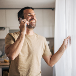 Man phone curtain