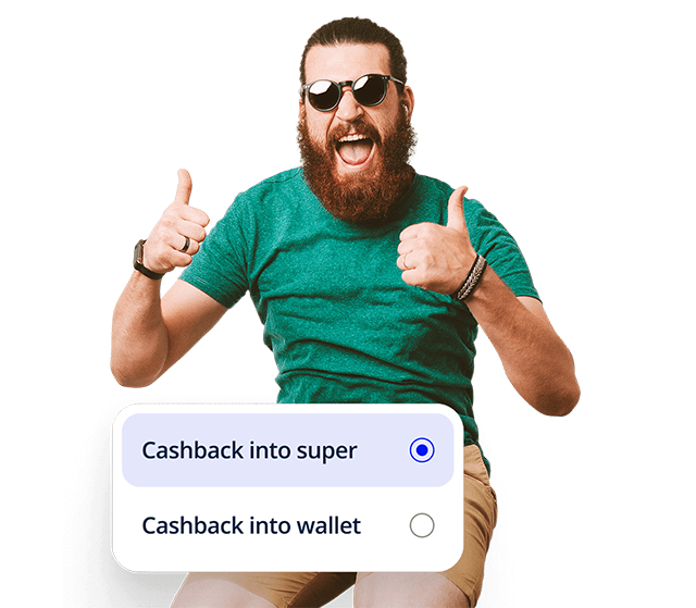 Man jumping, smiling and holding two thumbs up