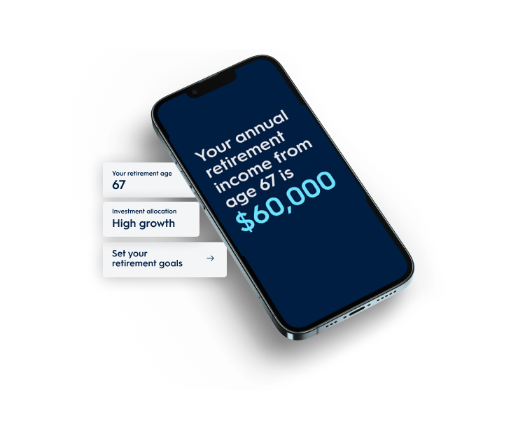 Projected super balance app screen