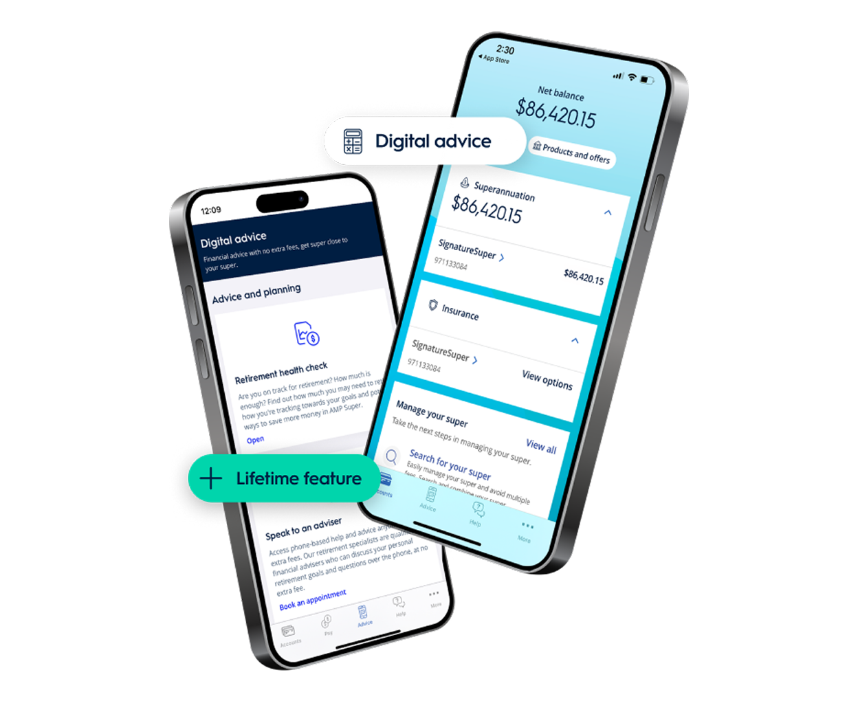 Super two phones app screens