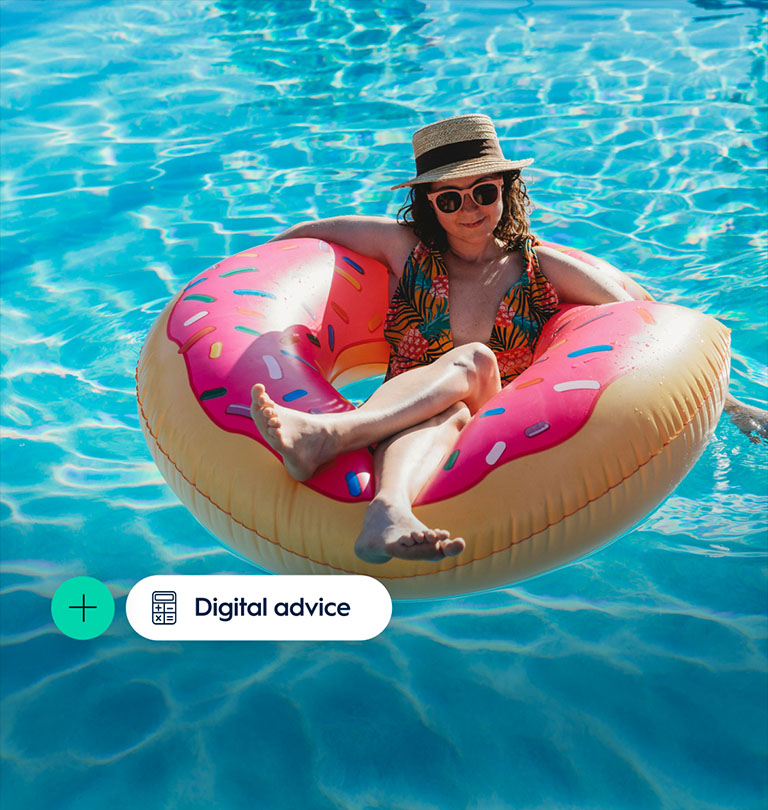 Woman on inflatable pool ring