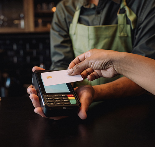 Person paying with card