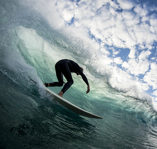 Person sea surfing