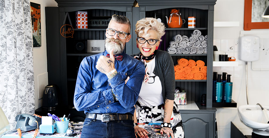 Man and woman in fifties fashion