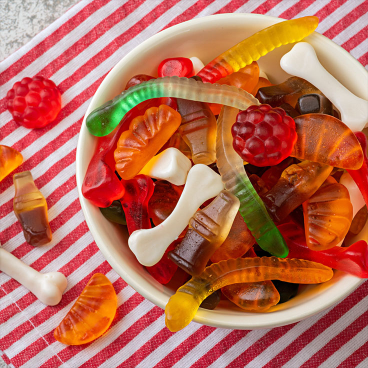 Jelly lollies in bowl