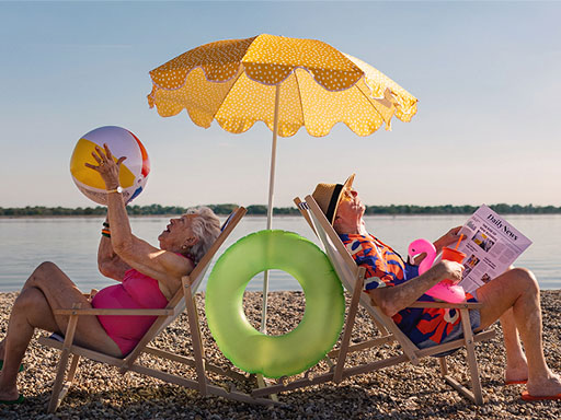 Women on beach chairs